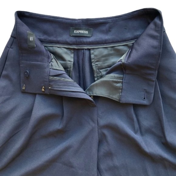 Express High Rise Ankle Pleated Pants Navy Blue Size 4 Short - Picture 4 of 7